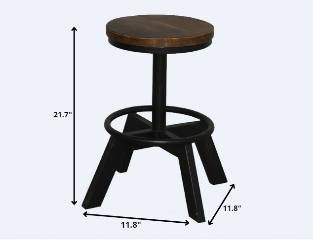 Old School Industrial Dark Wood Stool By Homeroots | Bar Stools | Modishstore - 5