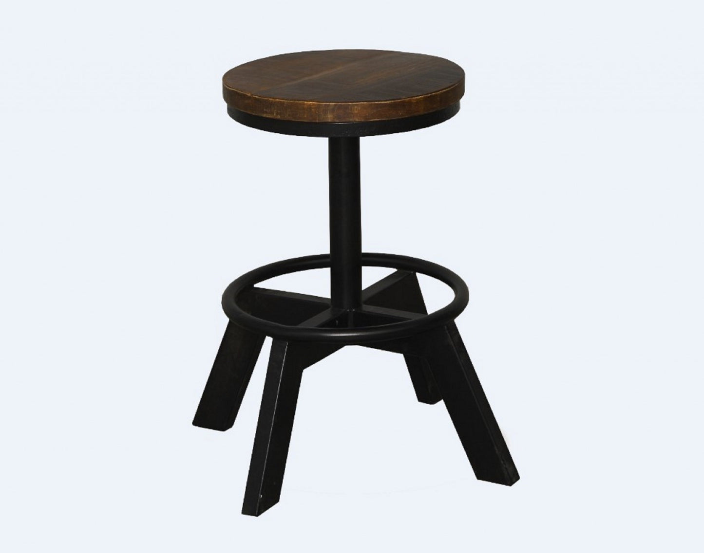 Old School Industrial Dark Wood Stool By Homeroots | Bar Stools | Modishstore - 2