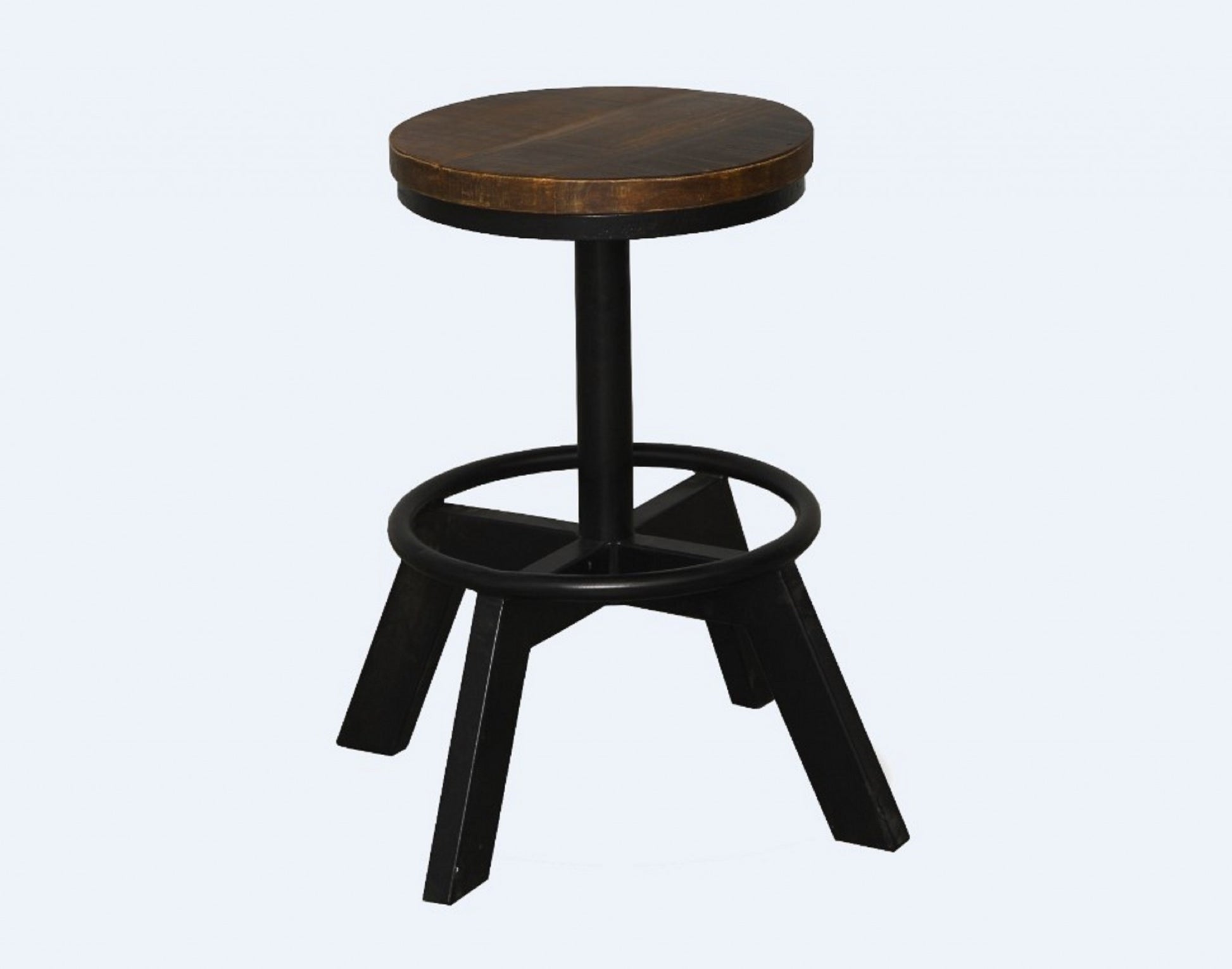 Old School Industrial Dark Wood Stool By Homeroots | Bar Stools | Modishstore - 2