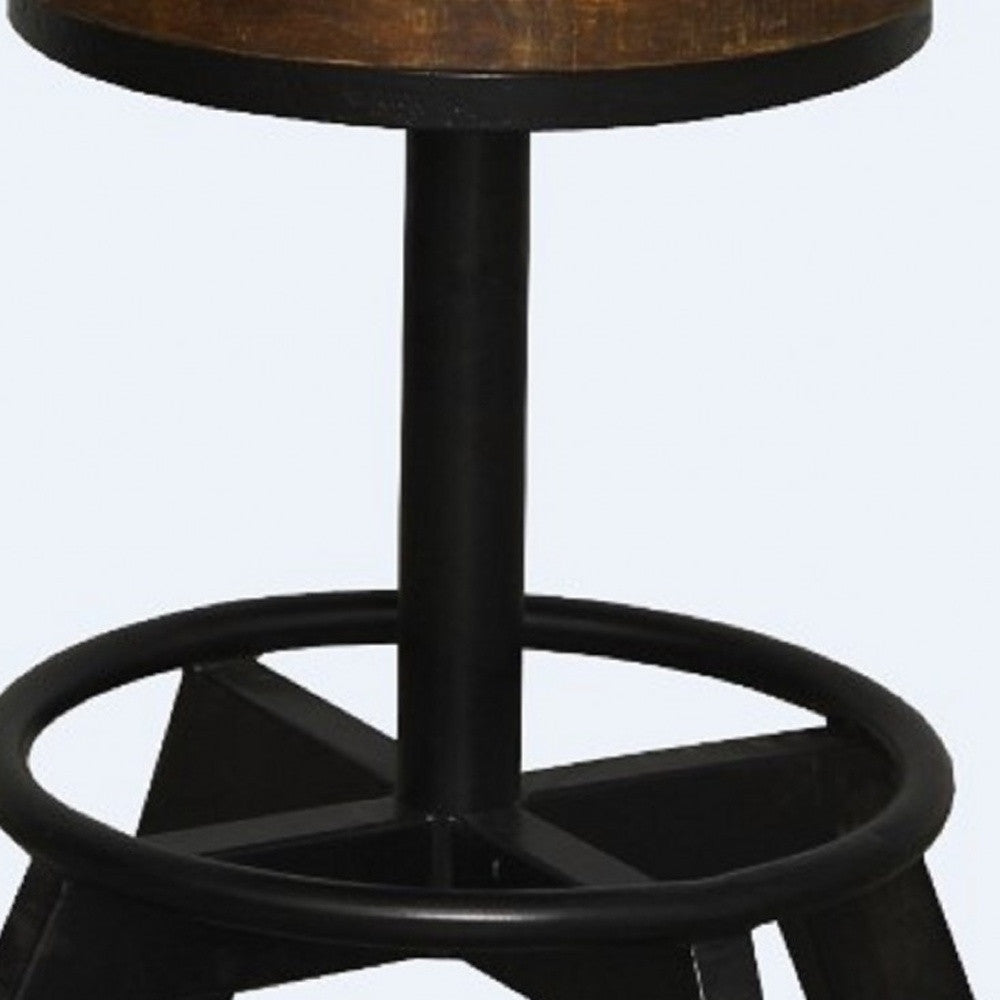 Old School Industrial Dark Wood Stool By Homeroots | Bar Stools | Modishstore - 4