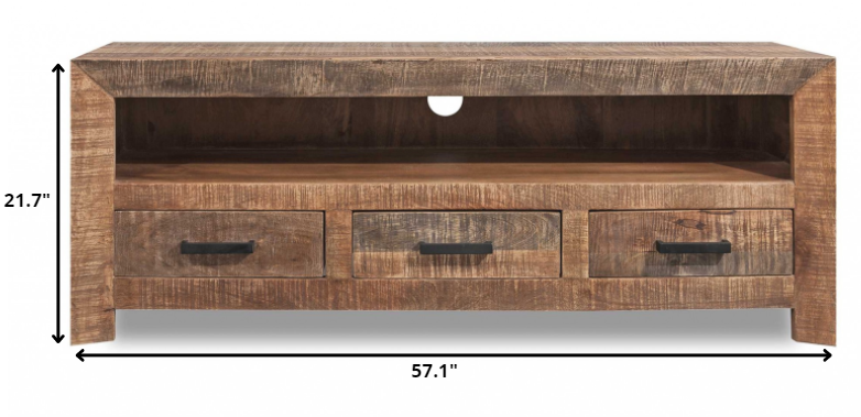 Solid Wood 3 Drawer TV Stand and Media Console By Homeroots | Console Tables | Modishstore - 5