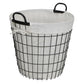 White Fabric Lined Metal Laundry Type Basket With Handle By Homeroots | Bins, Baskets & Buckets | Modishstore - 2