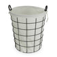 Large White Fabric Lined Metal Laundry Type Basket With Handle By Homeroots | Bins, Baskets & Buckets | Modishstore