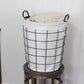 Large White Fabric Lined Metal Laundry Type Basket With Handle By Homeroots | Bins, Baskets & Buckets | Modishstore - 4