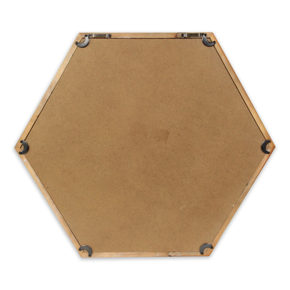 Modern Natural Wood Finish Hexagonal Wall Mirror By Homeroots | Mirrors | Modishstore - 3
