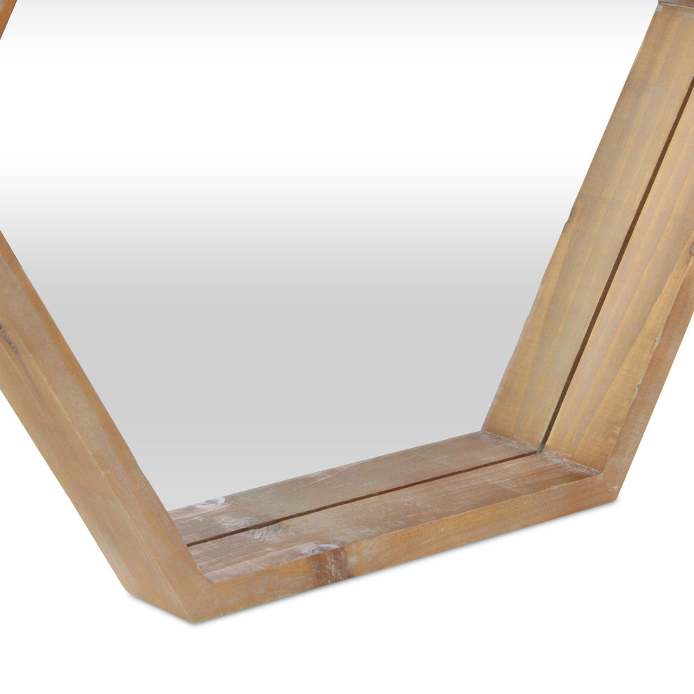 Modern Natural Wood Finish Hexagonal Wall Mirror By Homeroots | Mirrors | Modishstore - 5
