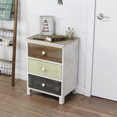 Distressed Gray and White Side Cabinet with 3 Drawers By Homeroots