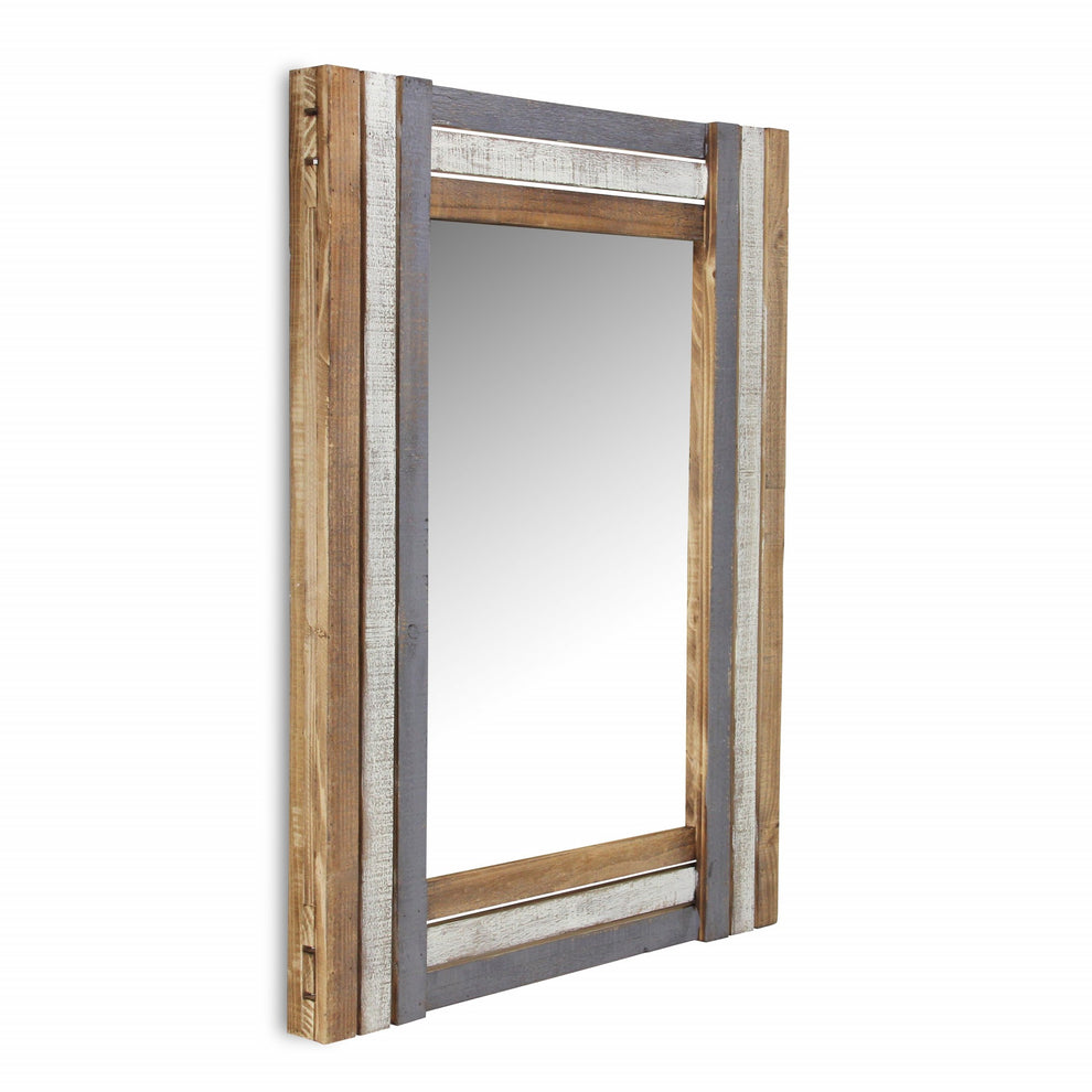 Rectangular Multicolored Wood Framed Mirror By Homeroots | Mirrors | Modishstore - 2