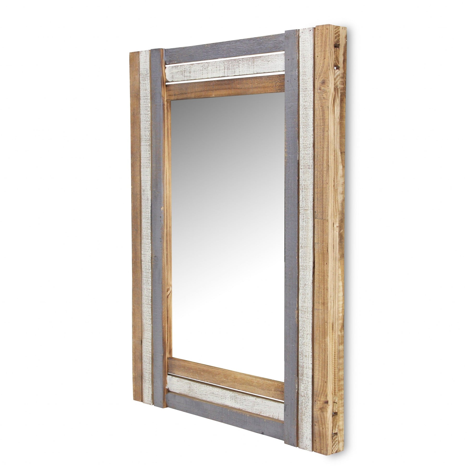 Rectangular Multicolored Wood Framed Mirror By Homeroots | Mirrors | Modishstore - 2