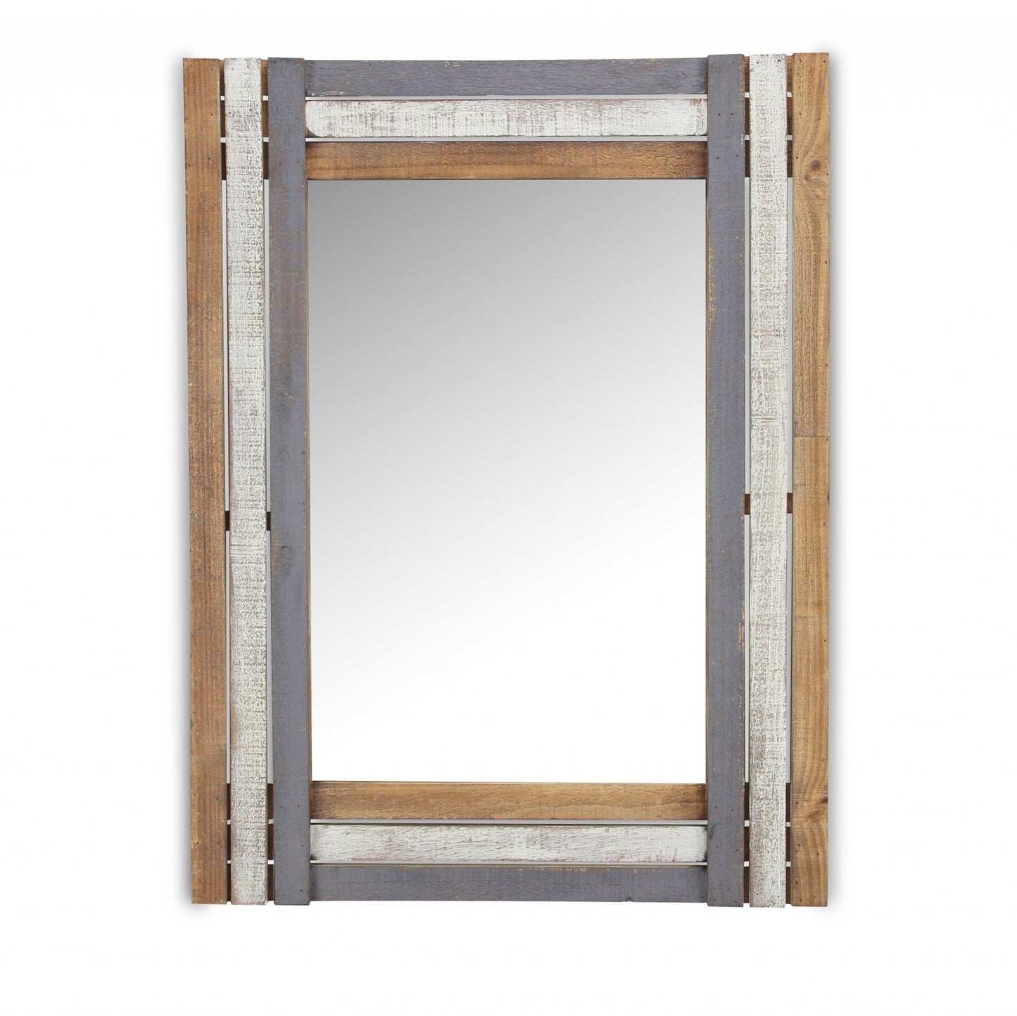Rectangular Multicolored Wood Framed Mirror By Homeroots | Mirrors | Modishstore - 3