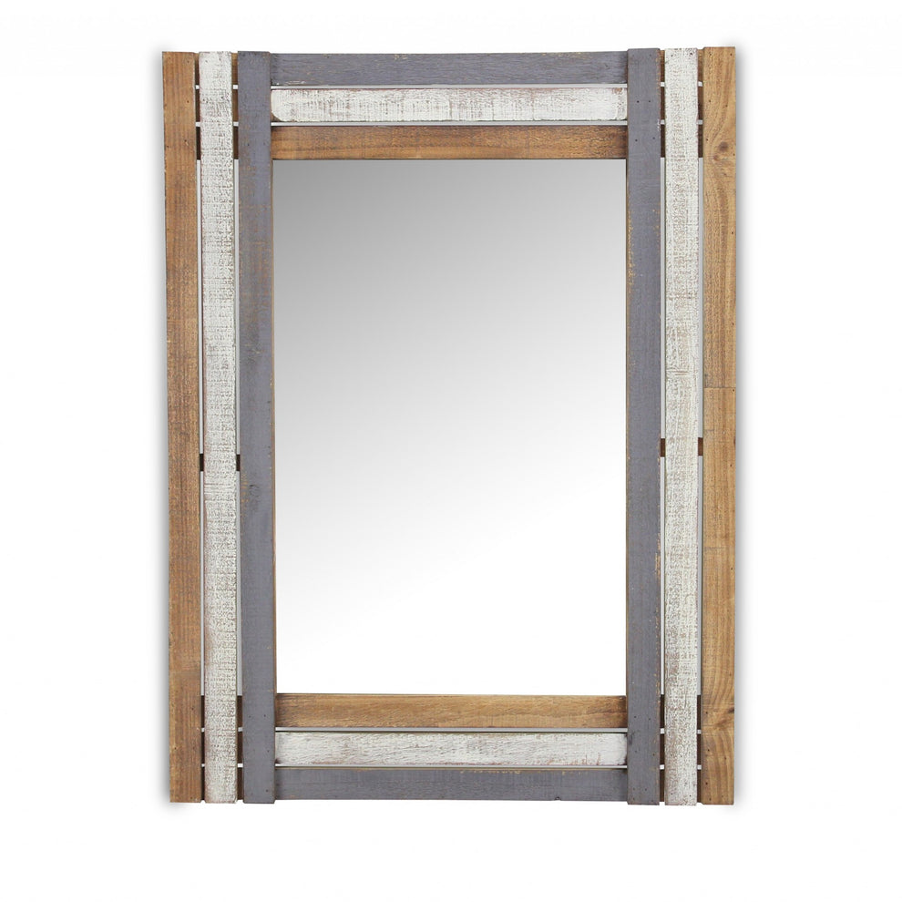 Rectangular Multicolored Wood Framed Mirror By Homeroots | Mirrors | Modishstore - 4