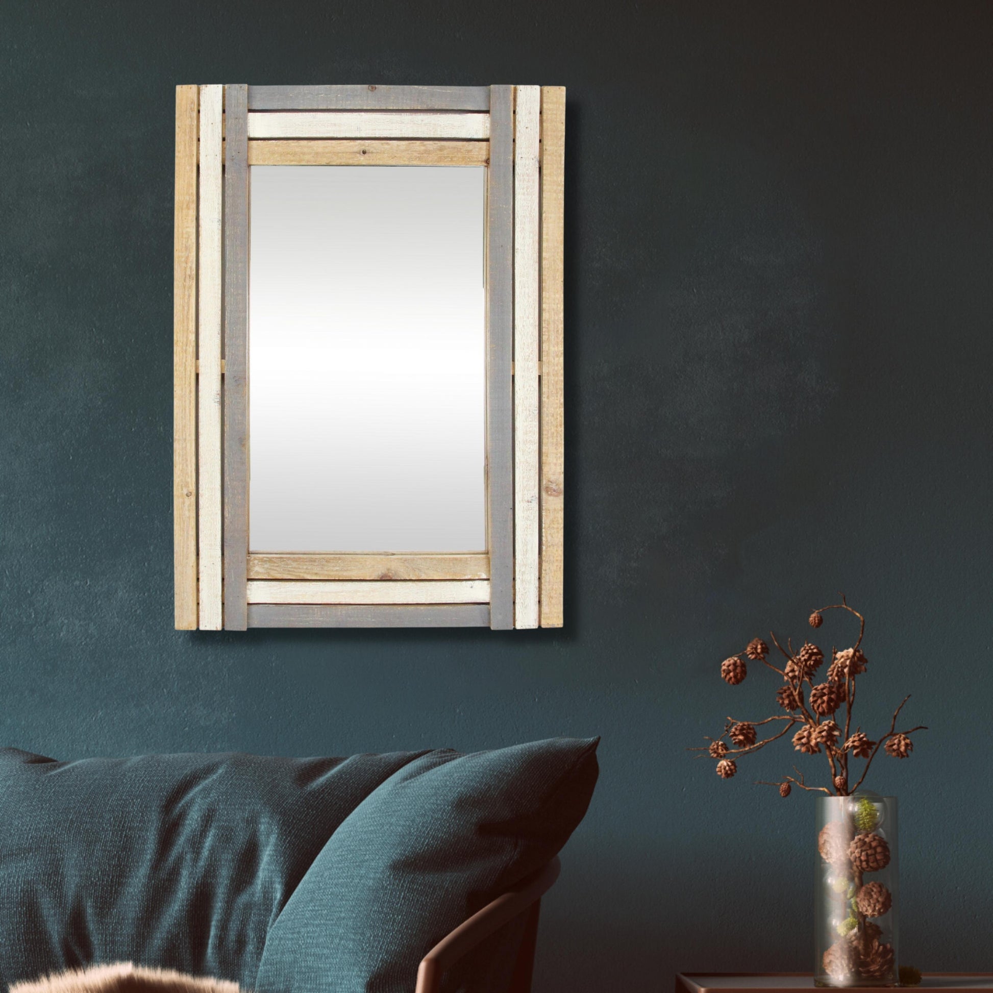 Rectangular Multicolored Wood Framed Mirror By Homeroots | Mirrors | Modishstore - 5