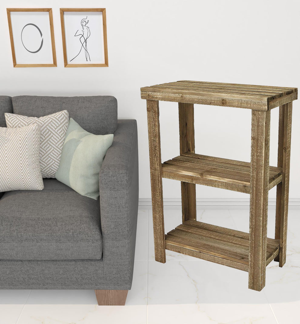 Rustic Natural Wood Finish 2 Shelf Side Table By Homeroots | Side Tables | Modishstore - 4