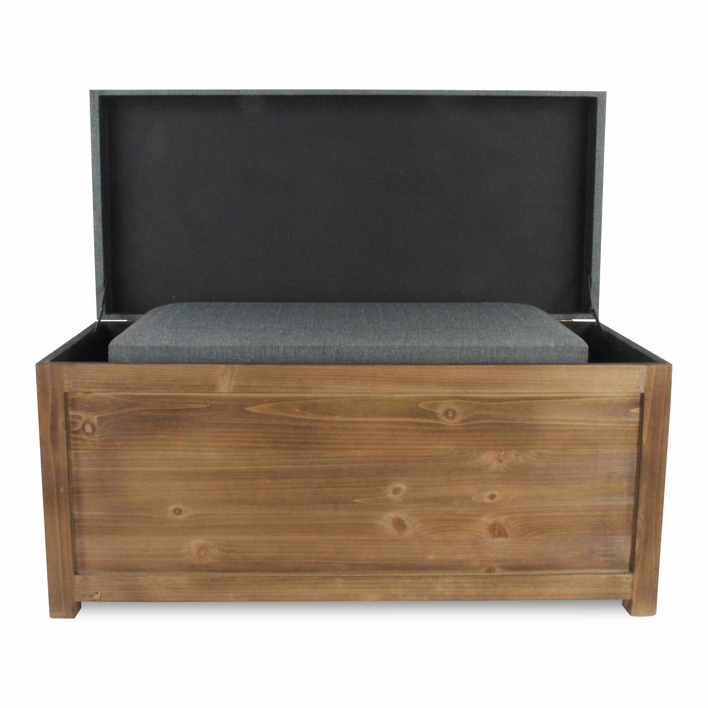 Set of 2 Rectangular Gray Linen Fabric and Wood Storage Benches By Homeroots | Benches | Modishstore - 4