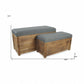 Set of 2 Rectangular Gray Linen Fabric and Wood Storage Benches By Homeroots | Benches | Modishstore - 2