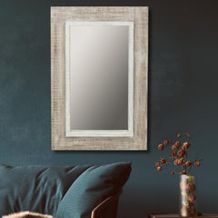 Rectangular Rustic White Wash Finish Wall Mirror By Homeroots