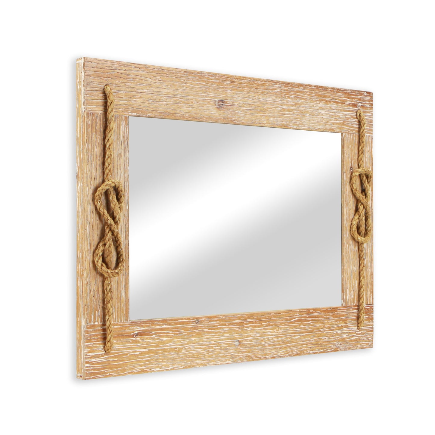 Brown Wood Finished Frame with Nautical Rope Accent Wall Mirror By Homeroots | Mirrors | Modishstore - 3