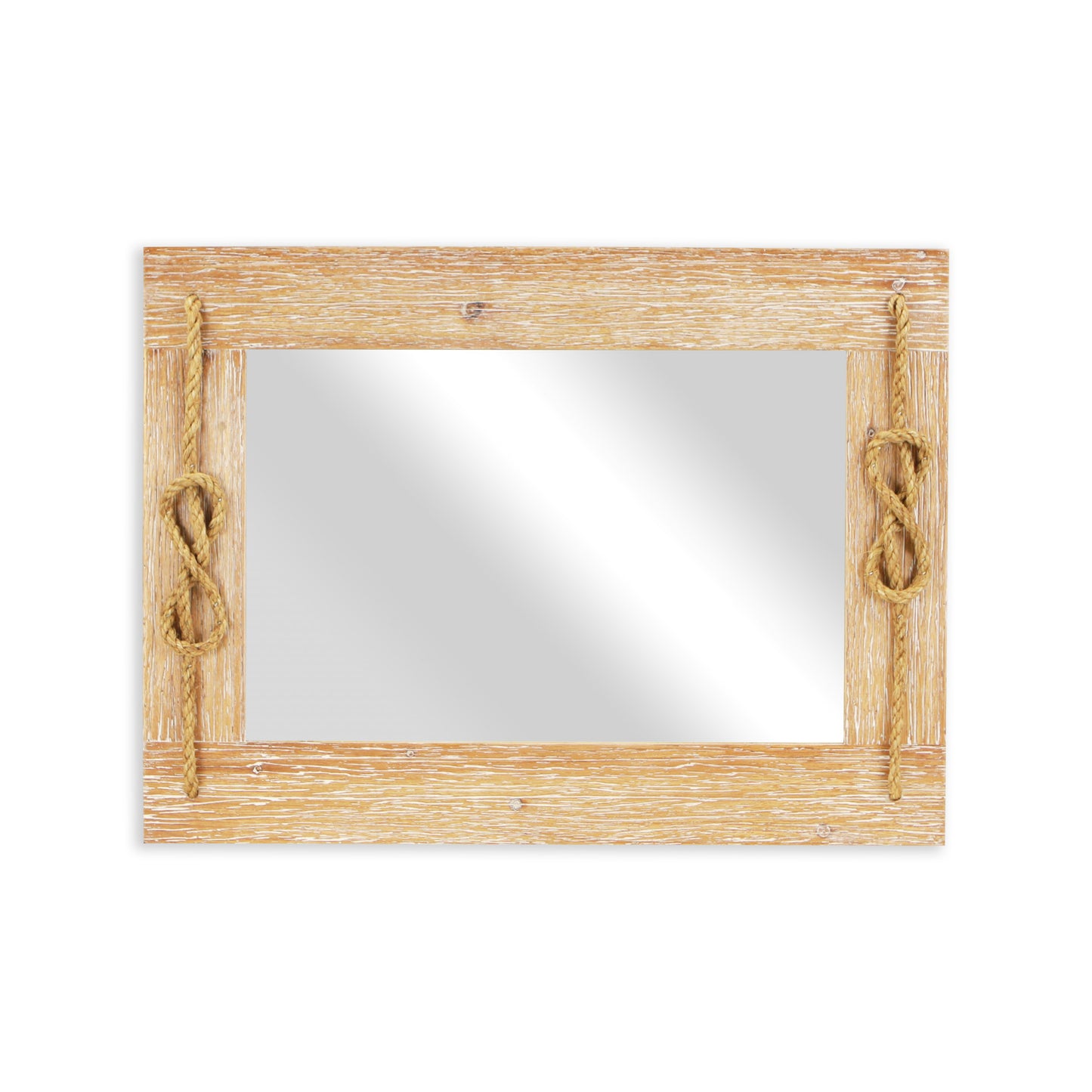 Brown Wood Finished Frame with Nautical Rope Accent Wall Mirror By Homeroots | Mirrors | Modishstore - 5