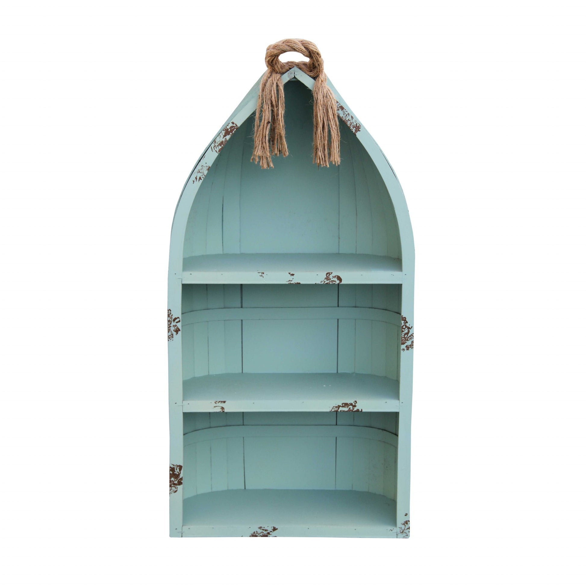 Distressed Blue Canoe Hanging Shelf By Homeroots | Shelves & Shelving Units | Modishstore - 3