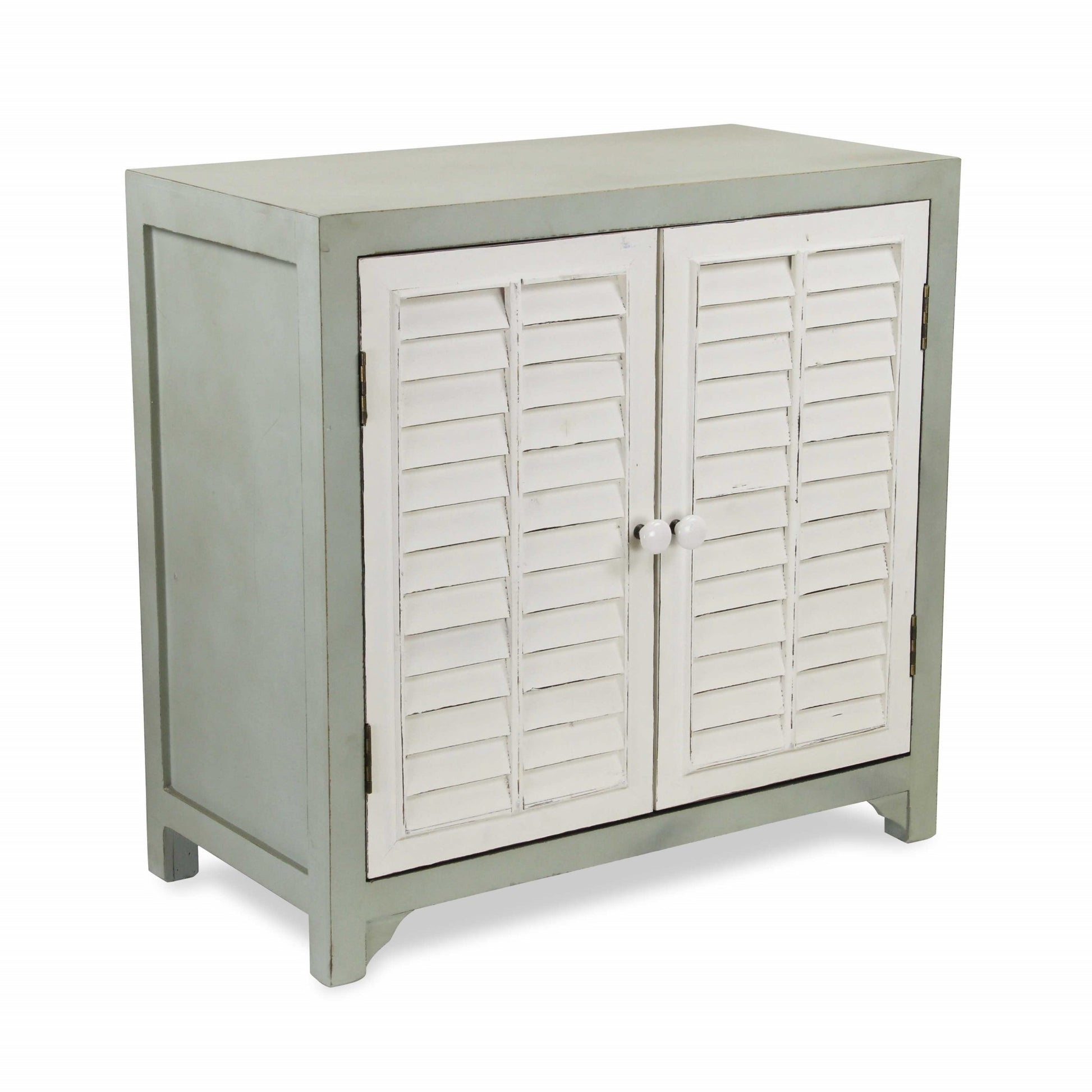 Sea Salt Blue And White Shutter Accent Cabinet By Homeroots | Cabinets | Modishstore