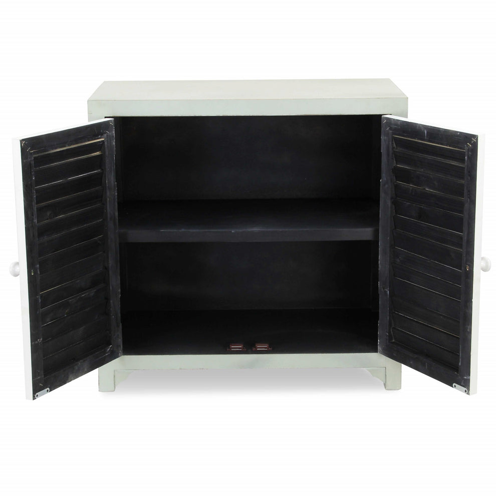 Sea Salt Blue And White Shutter Accent Cabinet By Homeroots | Cabinets | Modishstore - 4