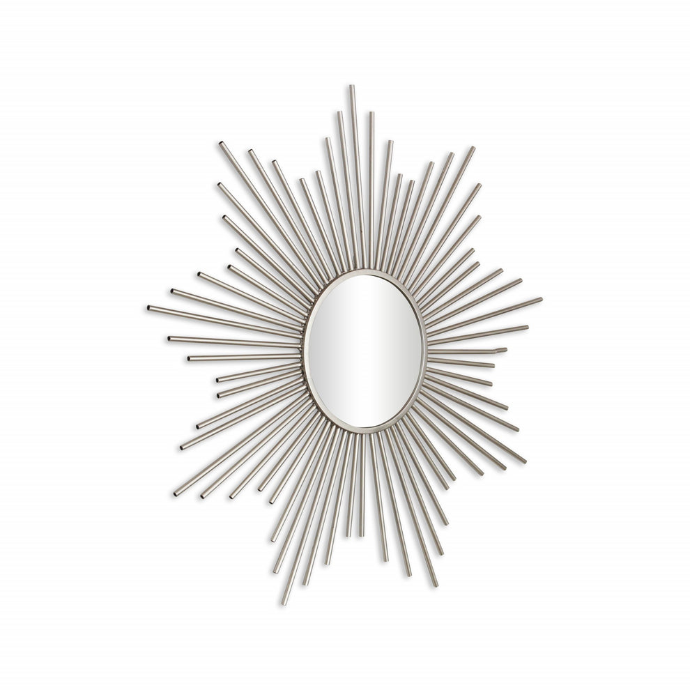 Striking Silver Metal Sunburst Design Wall Mirror By Homeroots | Mirrors | Modishstore - 2