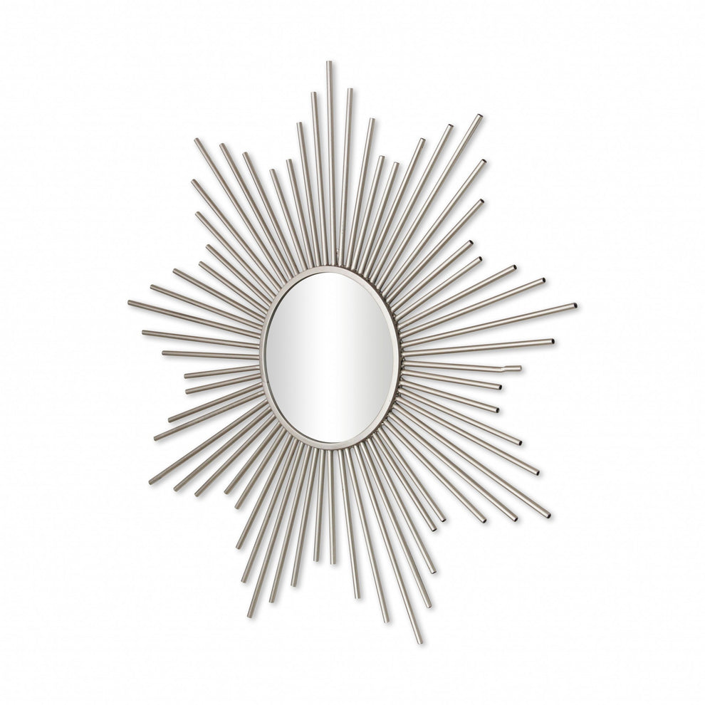 Striking Silver Metal Sunburst Design Wall Mirror By Homeroots | Mirrors | Modishstore - 3