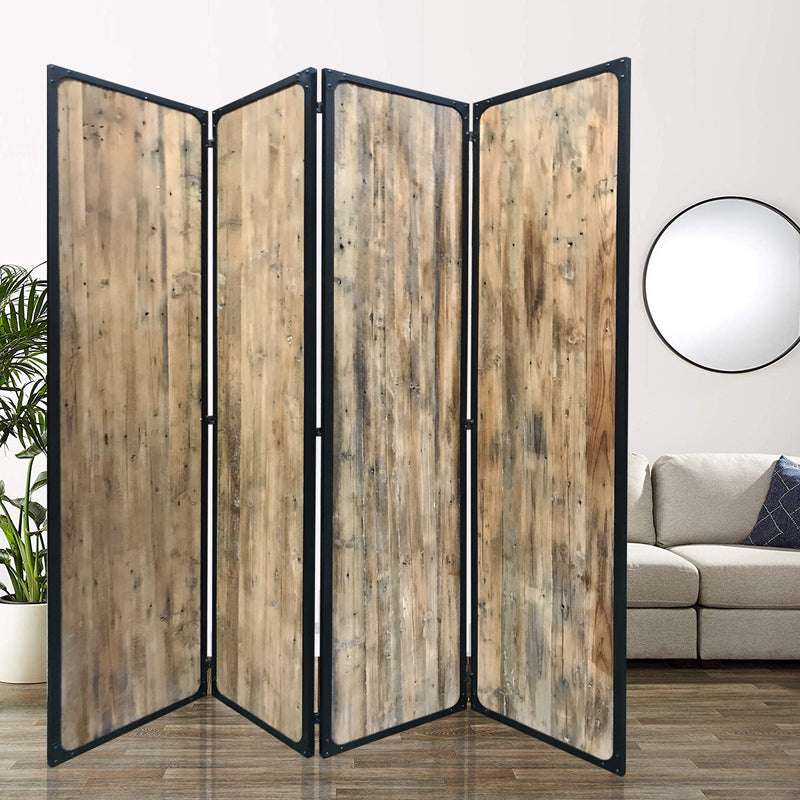 4 Panel Brown Room Divider By Homeroots | Room Dividers | Modishstore - 3