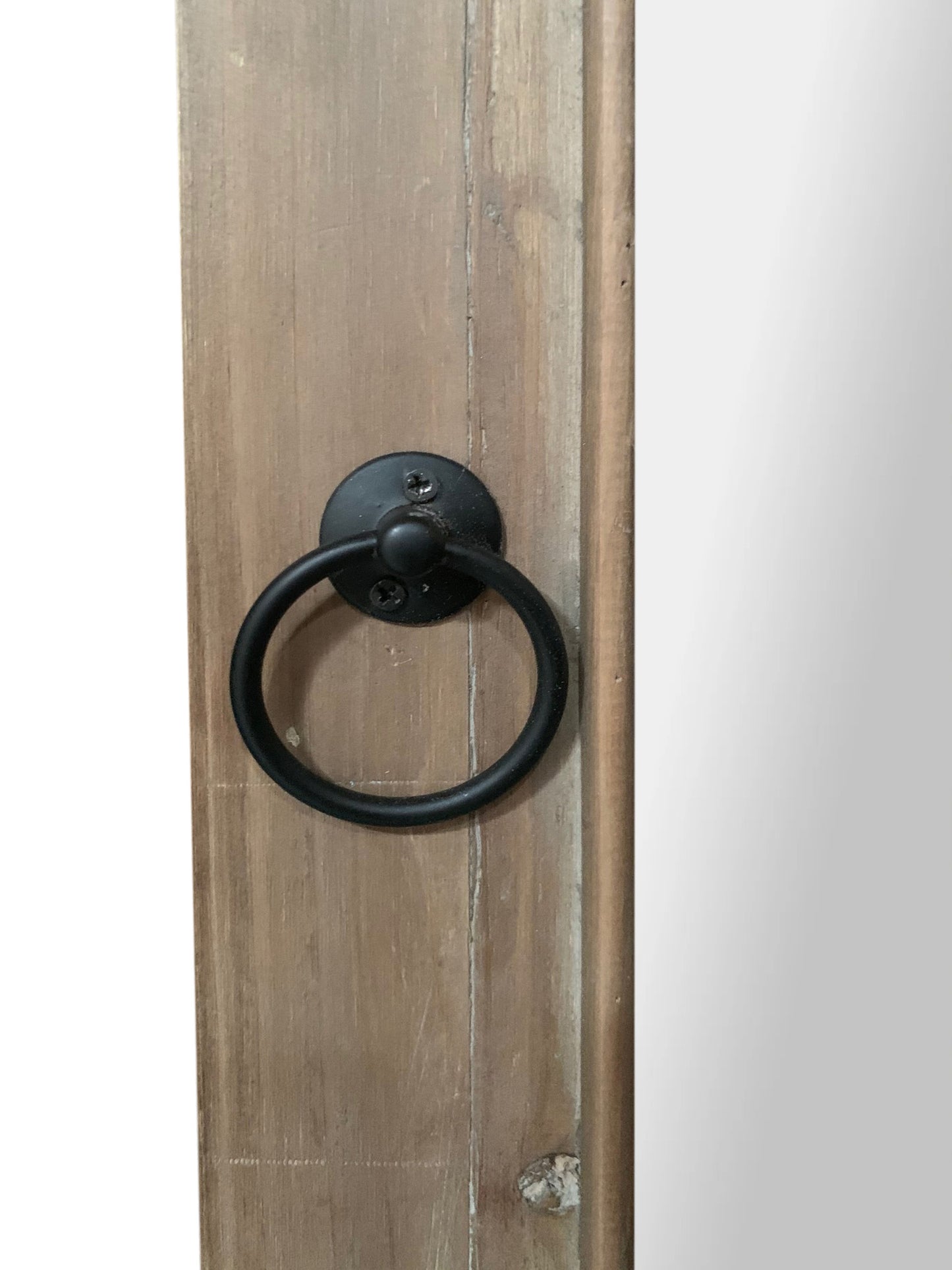 Rectangular Rustic Door Design Leaning Mirror with Door Hinge By Homeroots | Mirrors | Modishstore - 2