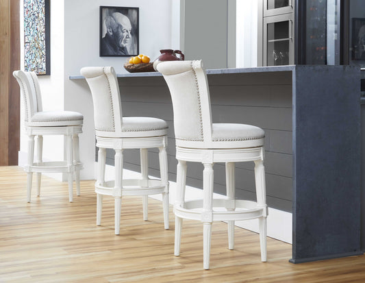 Modern Farmhouse White Swivel Bar Stool By Homeroots | Bar Stools | Modishstore