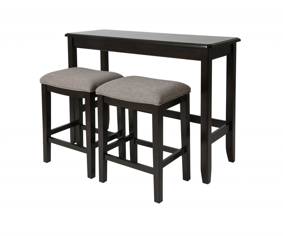 Perfecto Espresso Finish Sofa Table With Two Bar Stools By Homeroots | Bar Stools & Table | Modishstore - 2