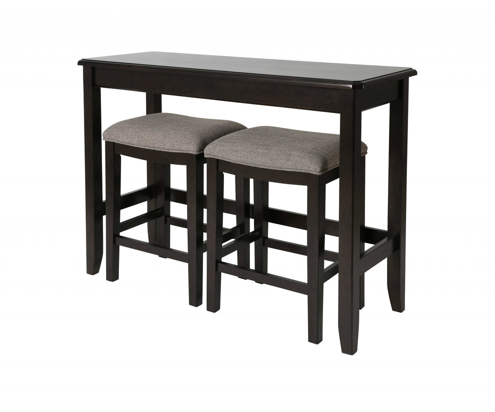 Perfecto Espresso Finish Sofa Table With Two Bar Stools By Homeroots | Bar Stools & Table | Modishstore - 4
