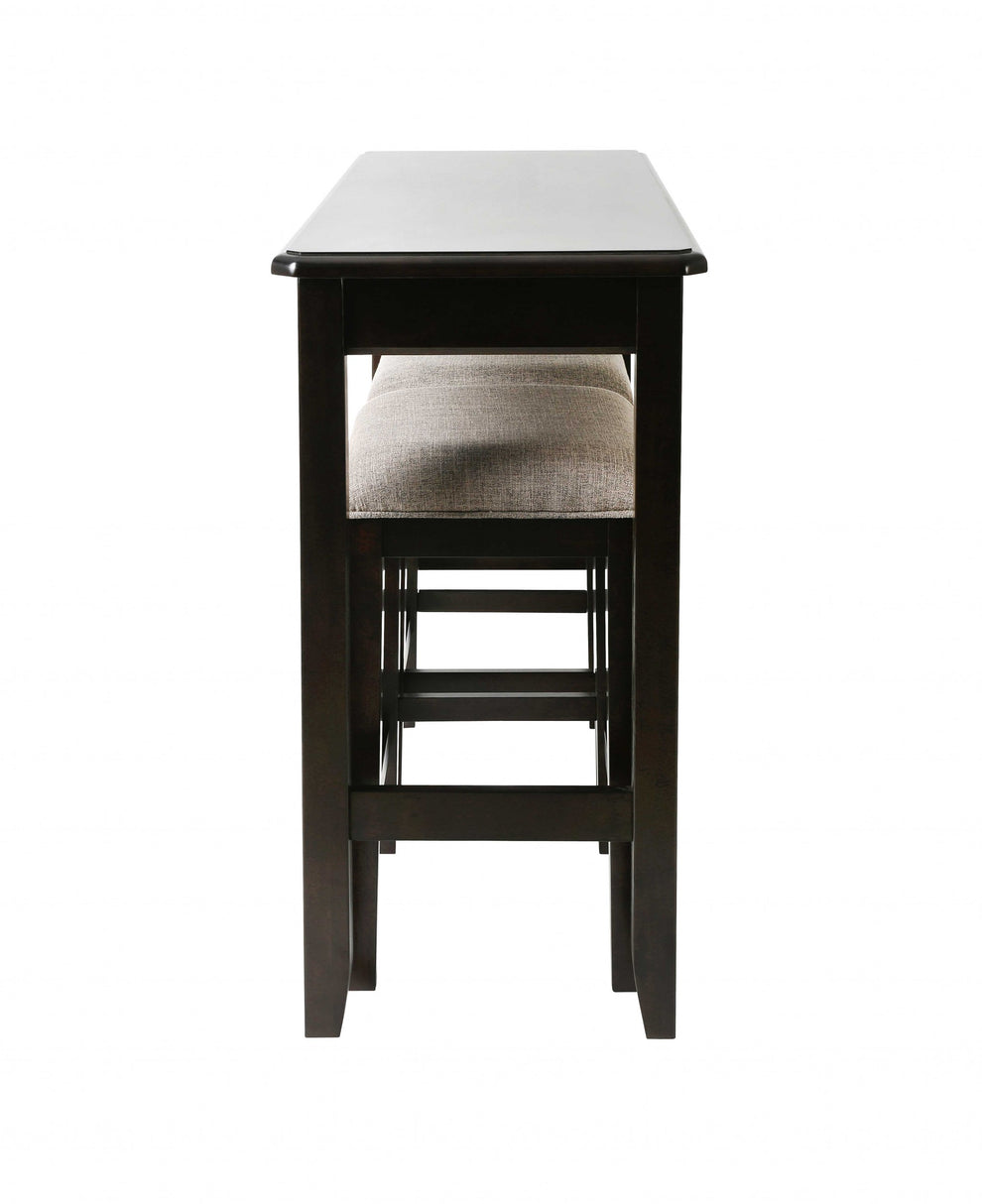 Perfecto Espresso Finish Sofa Table With Two Bar Stools By Homeroots | Bar Stools & Table | Modishstore - 6