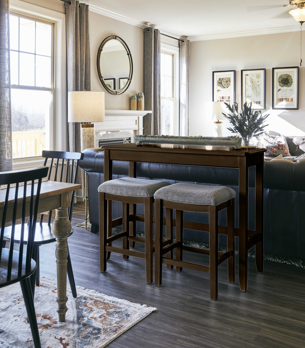 Perfecto Espresso Finish Sofa Table With Two Bar Stools By Homeroots | Bar Stools & Table | Modishstore