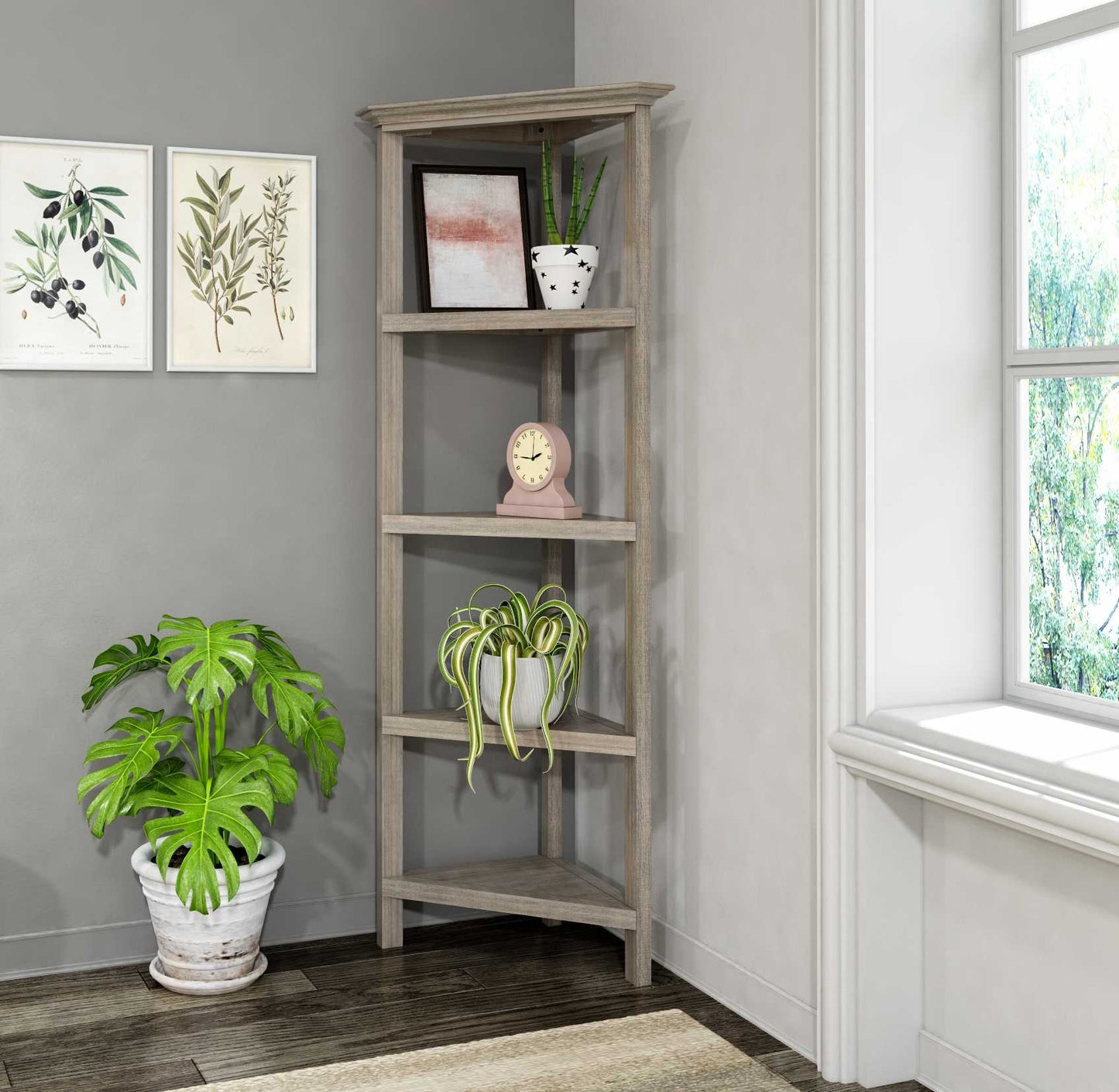 60" Bookcase with 2 Shelves in Washed Grey By Homeroots - 379943 | Bookcases | Modishstore - 3