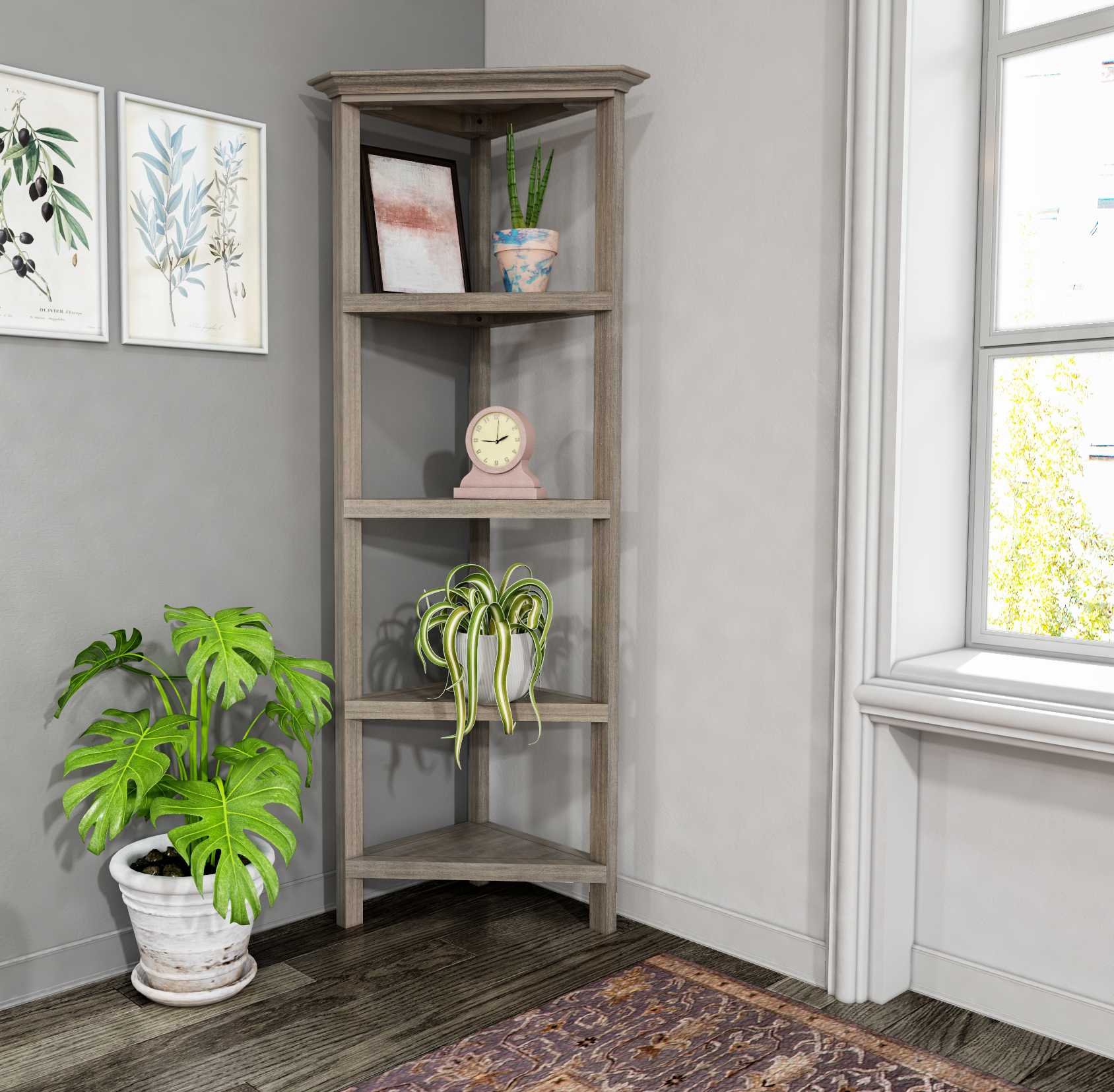 60" Bookcase with 2 Shelves in Washed Grey By Homeroots - 379943 | Bookcases | Modishstore - 5