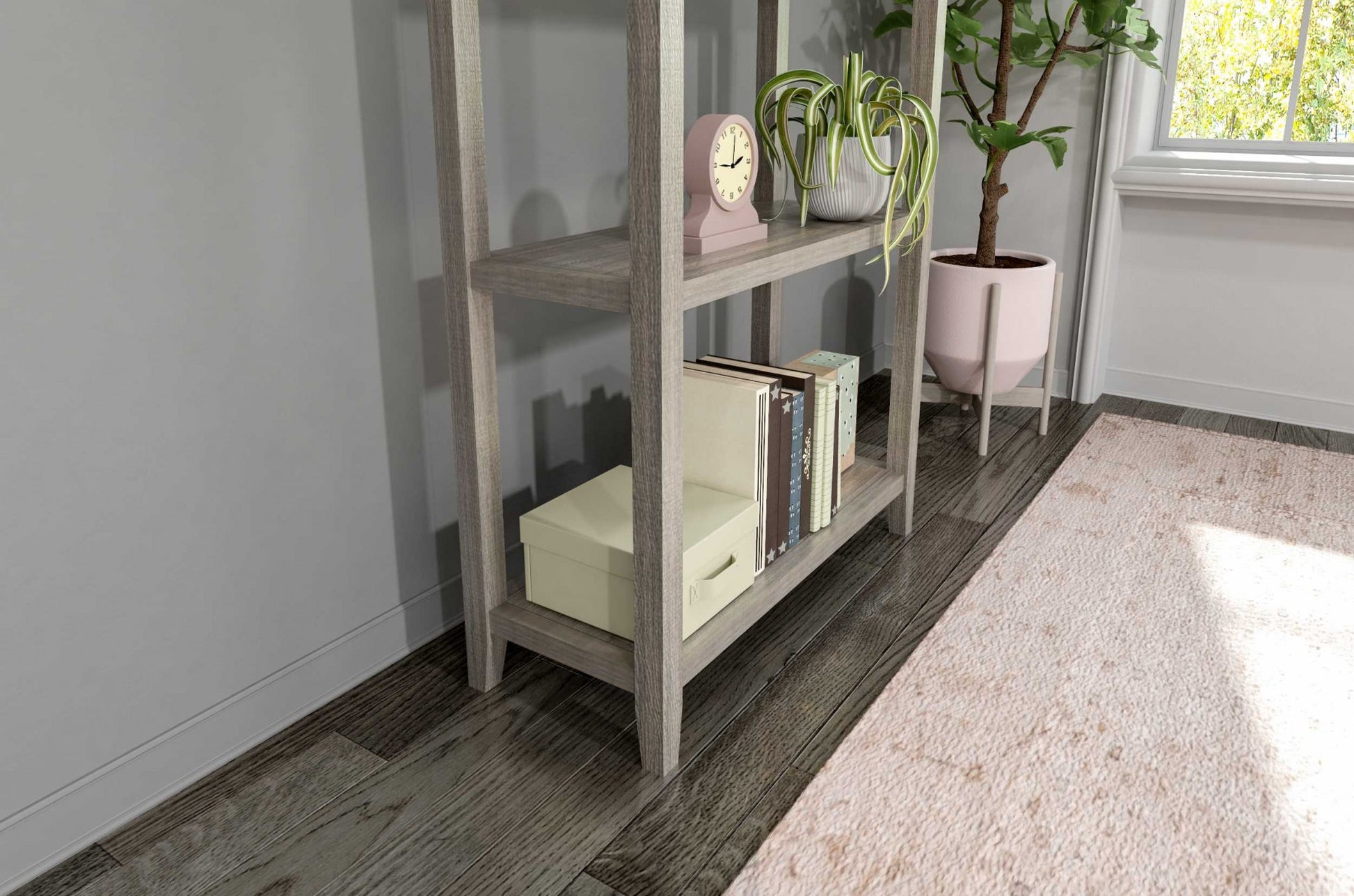 60" Bookcase with 2 Shelves in Washed Grey By Homeroots - 379946 | Bookcases | Modishstore - 5