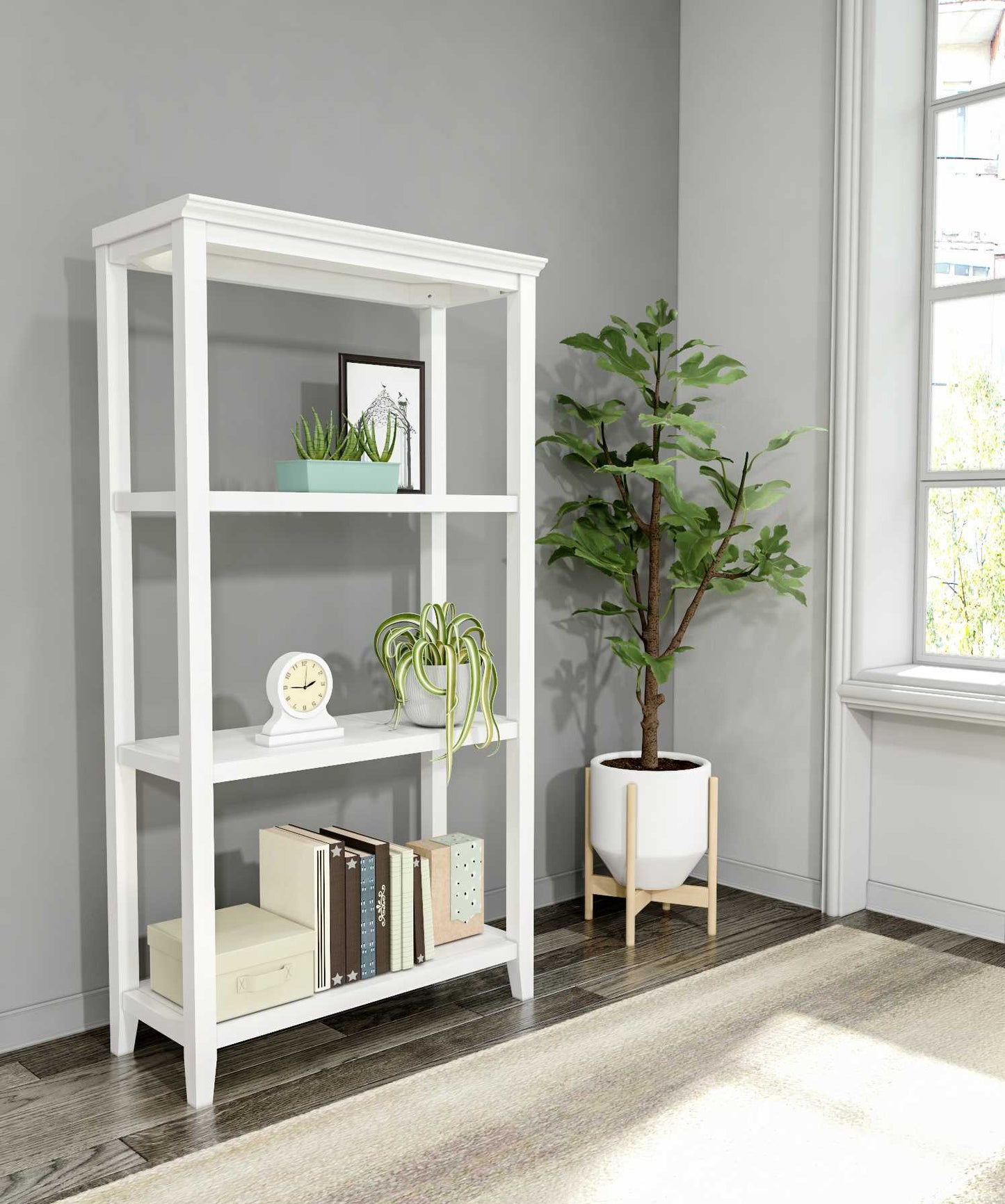 60" Bookcase with 2 Shelves in Washed Grey By Homeroots - 379946 | Bookcases | Modishstore - 8