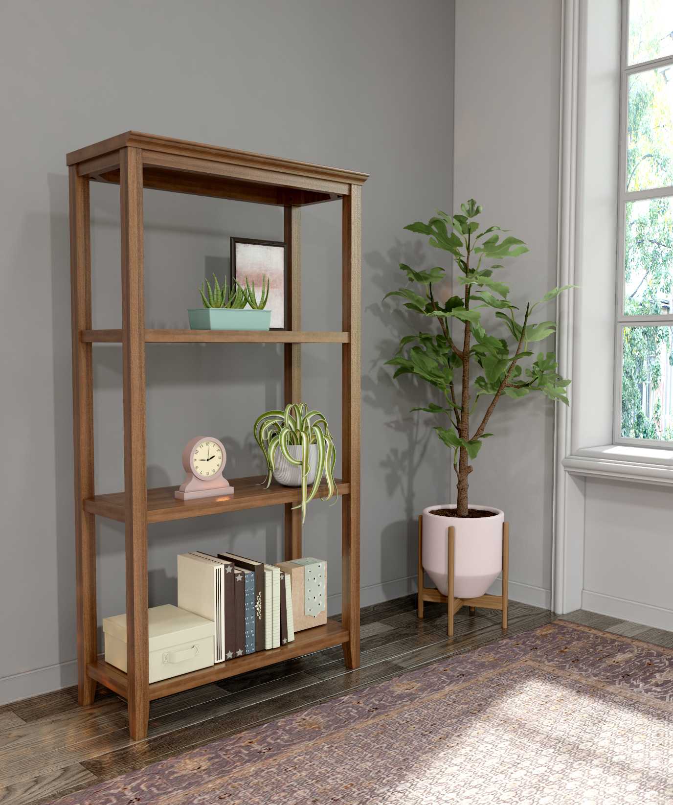 60" Bookcase with 2 Shelves in Washed Grey By Homeroots - 379946 | Bookcases | Modishstore - 14