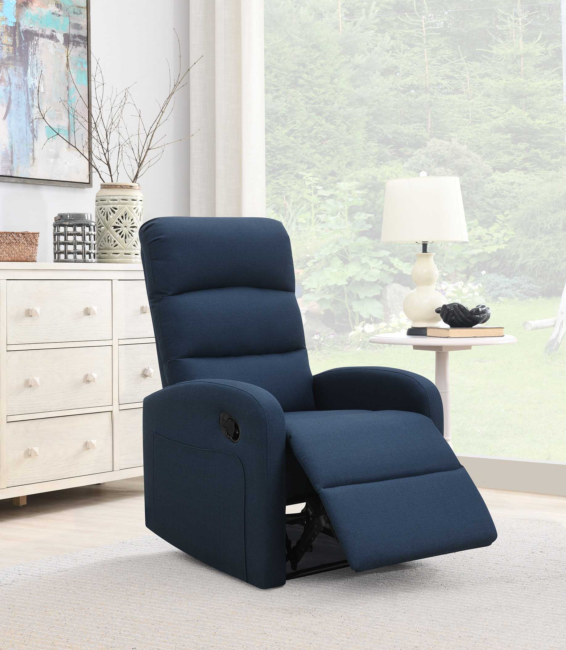Relaxing Navy Blue Recliner Chair By Homeroots | Recliners | Modishstore - 3