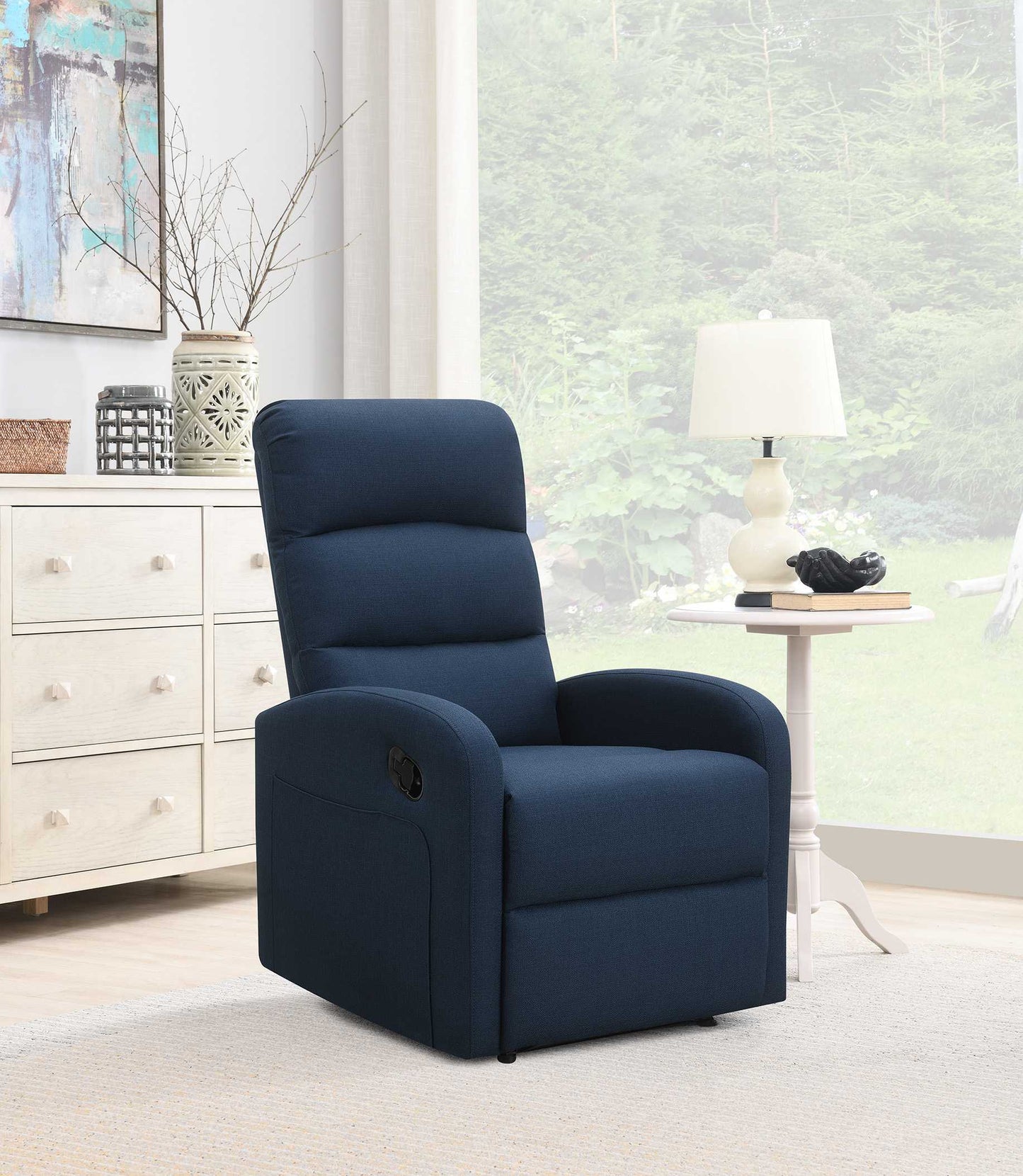 Relaxing Navy Blue Recliner Chair By Homeroots