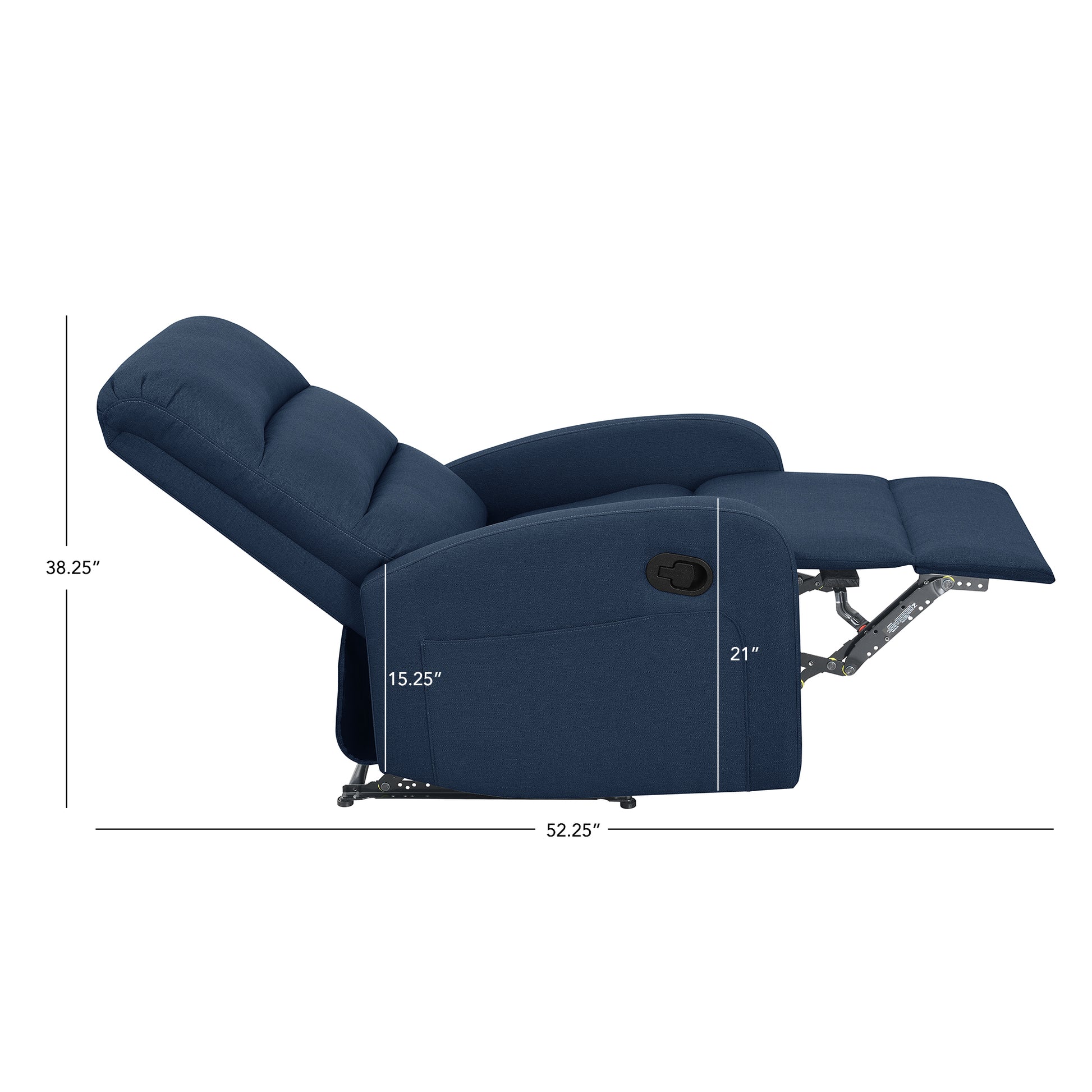 Relaxing Navy Blue Recliner Chair By Homeroots | Recliners | Modishstore - 5