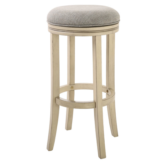 30" Ivory Finished Solid Wood Frame In Paradigm Quartz Fabric Bar Stool By Homeroots | Bar Stools | Modishstore