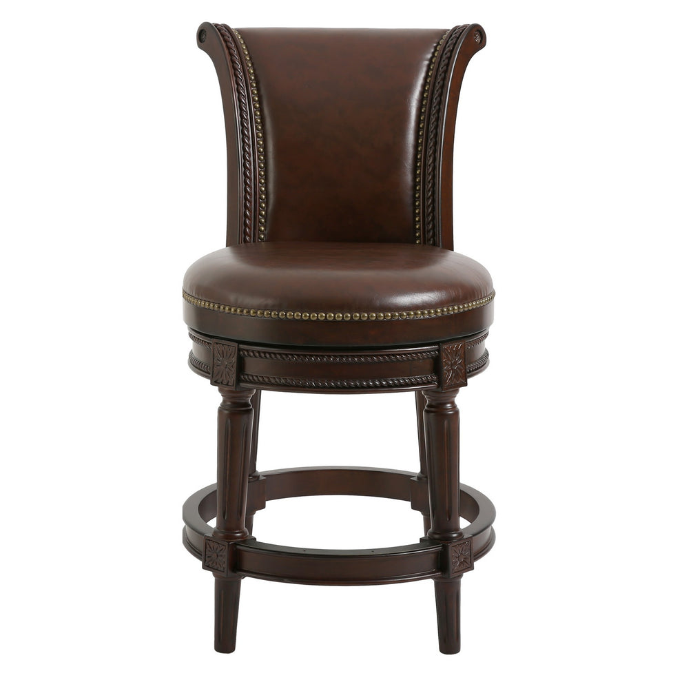 39" Walnut Hardwood Frame Upholstered Bar Stool By Homeroots | Bar Stools | Modishstore - 4