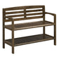 Chestnut Finish Solid Wood Slat Bench with High Back and Shelf By Homeroots | Benches | Modishstore - 2