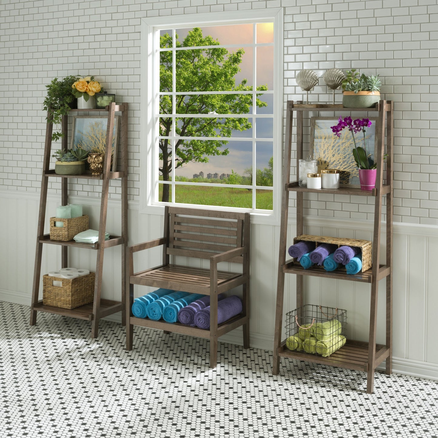 60" Bookcase with 4 Shelves in Antique Chestnut By Homeroots | Bookcases | Modishstore - 2