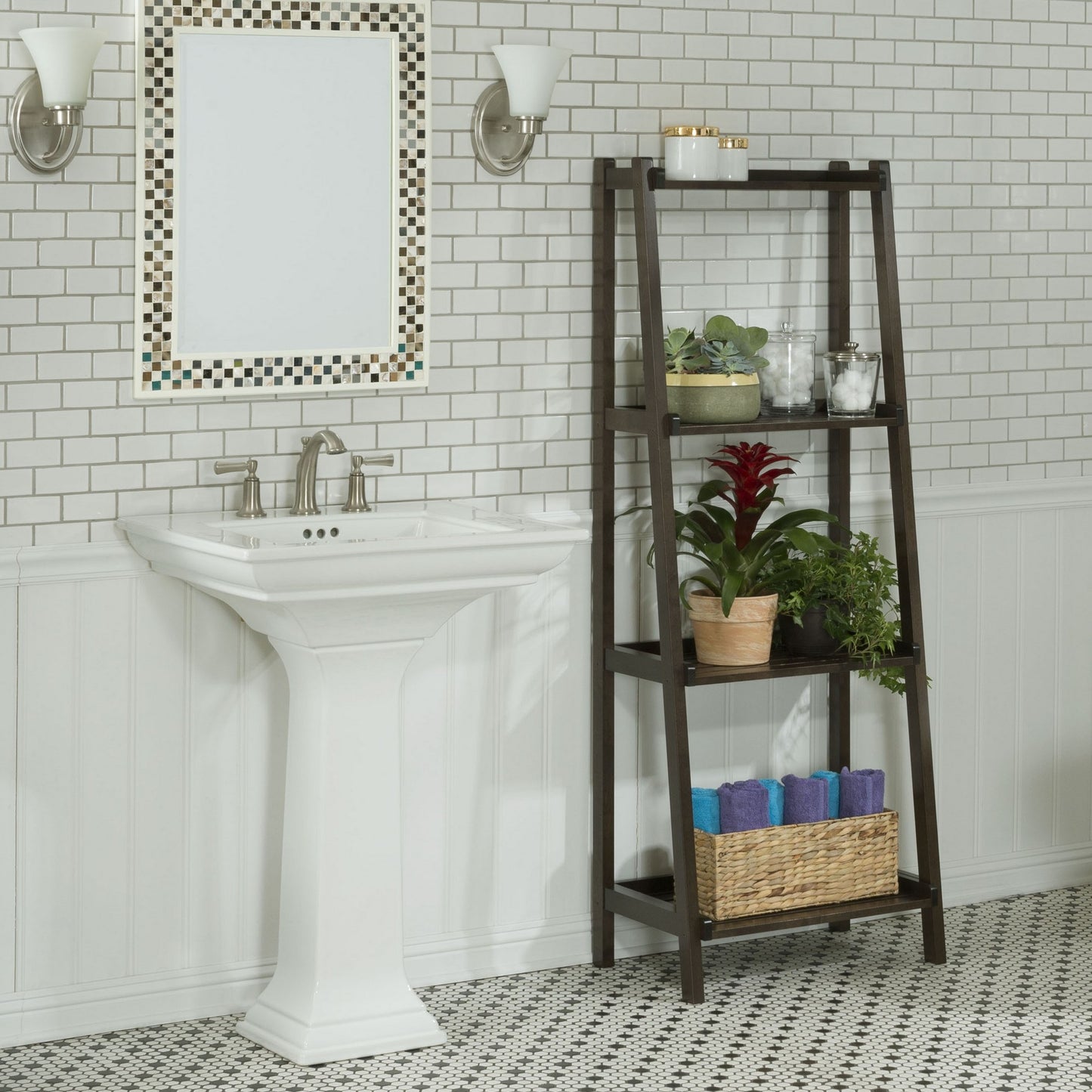 60" Bookcase with 4 Shelves in Antique Chestnut By Homeroots | Bookcases | Modishstore - 8