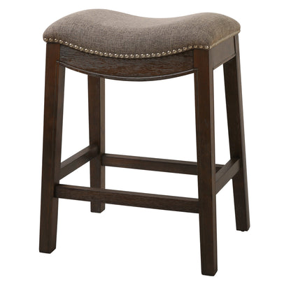 Counter Height Saddle Style Taupe Stool By Homeroots | Counter Stools | Modishstore