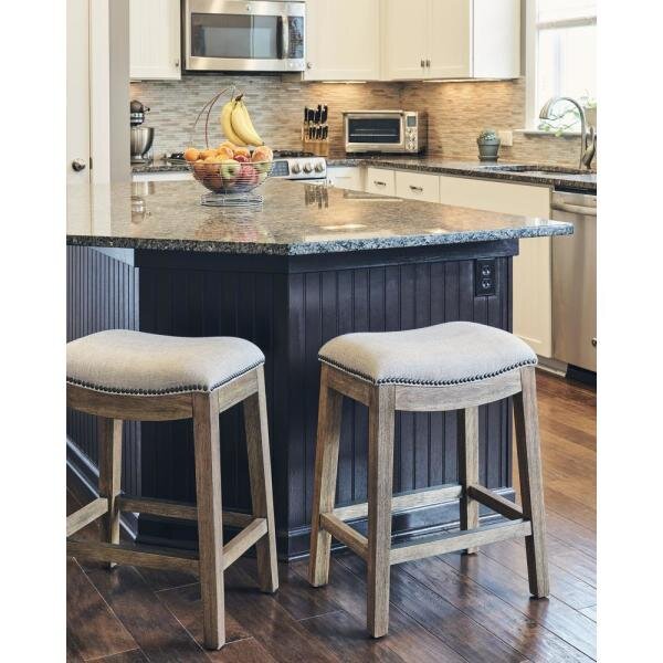Counter Height Saddle Style Taupe Stool By Homeroots | Counter Stools | Modishstore - 4