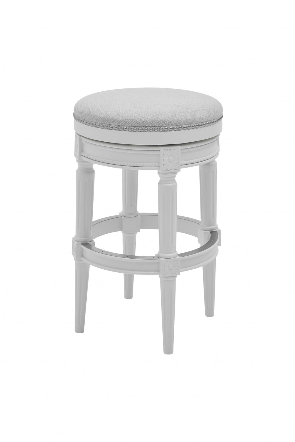 Distressed Walnut Finished Bar Height Round Stool By Homeroots | Bar Stools | Modishstore - 7